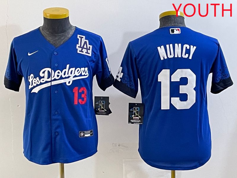 Youth Los Angeles Dodgers 13 Muncy Blue City Edition 2025 Nike MLB Jersey style 6